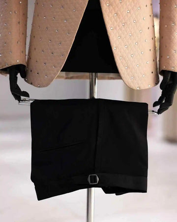 Aidase 2 Pieces Men's Suits Tailored Beads Blazer Shawl Lapel Pants One Button Pockets Party Formal Coat Suit Custom Made Plus Size Fit aidase-shop